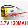 3.7V Battery-3.7V 120MAH 15C Battery with Two Wire-651522,Size:22X15X6.5mm,Weight:3.53g