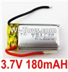 3.7V Battery-3.7V 180MAH 15C Battery with Two wire-651730,Size:30X17X6.5mm,Weight:5.5g