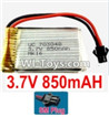 3.7V Battery-3.7v 850mah 15C Battery with Black SM Plug-703048,Size:50X30X7mm,Weight:24g