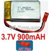 3.7V Battery-3.7v 900mah 15C Battery with Red JST Plug-982540,Size:43X25X10mm,Weight:23g