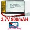 3.7V Battery-3.7v 900mah 15C Battery with White 51005 Air-To-Air Plug-982540,Size:43X25X10mm,Weight:23g