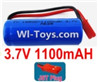 3.7V Battery-3.7v 1100mah 15C Battery with Red JST Plug-18500,Size:52X18X18mm,Weight:37.5g