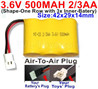 3.6V 500MAH Battery(2/3AA)-With Air-to-Air Plug-(ShapeH-Shape, One Row,left and Right Each with 2 Inner-Battery)-Size-42x29x14mm,3.6V NI-CD NI-MH 500MAH Battery be suit for RC Truck,RC Car,RC Boat,RC Robot,rc tank,rc Quadcoter,Drone,RC Helicopter,etc.