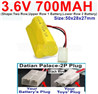 3.6V 700MAH Battery-With Datian Palace-2P Plug(The D-Shape hole is Black wire)-(Shape-Two Row,Upper Row 1 Battery,Lower Row 2 Battery)-Size-50x28x27mm,3.6V NI-CD NI-MH 700MAH Battery be suit for RC Truck,RC Car,RC Boat,RC Robot,rc tank,rc Quadcoter,Drone,RC Helicopter,etc.