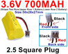 3.6V 700MAH Battery-With 2.5 Square Plug(Front side-Left Red Wire-Back side-Left Black Wire)-(Shape-Two Row,Upper Row 1 Battery,Lower Row 2 Battery)-Size-50x28x27mm,3.6V NI-CD NI-MH 700MAH Battery be suit for RC Truck,RC Car,RC Boat,RC Robot,rc tank,rc Quadcoter,Drone,RC Helicopter,etc.