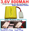 3.6V 800MAH Battery-With Oda Palace Plug(Round hole-Red Wire)-(Shape-One Row with 3X Inner-Battery)-Size-50x42x15mm,3.6V NI-CD NI-MH 800MAH Battery be suit for RC Truck,RC Car,RC Boat,RC Robot,rc tank,rc Quadcoter,Drone,RC Helicopter,etc.