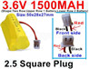 3.6V 1500MAH Battery-With 2.5 Square Plug(Front side-Left Black Wire-Back side-Left Red Wire)-(Shape-Two Row,Upper Row 1 Battery,Lower Row 2 Battery)-Size-50x28x27mm,3.6V NI-CD NI-MH 1500MAH Battery be suit for RC Truck,RC Car,RC Boat,RC Robot,rc tank,rc Quadcoter,Drone,RC Helicopter,etc.