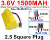 3.6V 1500MAH Battery-With 2.5 Square Plug(Front side-Left Red Wire-Back side-Left Black Wire)-(Shape-Two Row,Upper Row 1 Battery,Lower Row 2 Battery)-Size-50x28x27mm,3.6V NI-CD NI-MH 1500MAH Battery be suit for RC Truck,RC Car,RC Boat,RC Robot,rc tank,rc Quadcoter,Drone,RC Helicopter,etc.