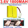 3.6V 1800MAH Battery-With Oda Palace Plug(Round hole-Red Wire)-(Shape-M-Shape,One Row with 3 Inner-Battery)-Size-50x42x15mm,3.6V NI-CD NI-MH 1800MAH Battery be suit for RC Truck,RC Car,RC Boat,RC Robot,rc tank,rc Quadcoter,Drone,RC Helicopter,etc.
