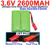 3.6V 2600MAH Battery-With JST Plug-(Shape-One Row with 3 Inner-Battery)-Size-Size-42x50x15mm,3.6V NI-CD NI-MH 2600MAH Battery be suit for RC Truck,RC Car,RC Boat,RC Robot,rc tank,rc Quadcoter,Drone,RC Helicopter,etc.