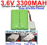 3.6V 3300MAH Battery-With Datian Palace-2P Plug(The D-Shape hole is Black wire)-(Shape-One Row with 3 Inner-Battery)-Size-Size-42x50x15mm,3.6V NI-CD NI-MH 3300MAH Battery be suit for RC Truck,RC Car,RC Boat,RC Robot,rc tank,rc Quadcoter,Drone,RC Helicopter,etc.