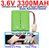 3.6V 3300MAH Battery-With HuanQi-2P plug(1X Square hole+ 1X D-Shape Hole.The D-Shape Hole is Red Wire)-(Shape-One Row with 3 Inner-Battery)-Size-Size-42x50x15mm,3.6V NI-CD NI-MH 3300MAH Battery be suit for RC Truck,RC Car,RC Boat,RC Robot,rc tank,rc Quadcoter,Drone,RC Helicopter,etc.