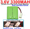3.6V 3300MAH Battery-With Oda Palace Plug(Round hole-Red Wire)-(Shape-One Row with 3 Inner-Battery)-Size-Size-42x50x15mm,3.6V NI-CD NI-MH 3300MAH Battery be suit for RC Truck,RC Car,RC Boat,RC Robot,rc tank,rc Quadcoter,Drone,RC Helicopter,etc.