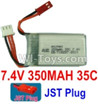 7.4V Battery-7.4V 350mah 35C Lipo Battery with Red JST Plug-452540,Size:45X25X10.5mm,Weight:20.3g,Be suit for MJX X401H etc.