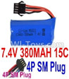 7.4V Battery-7.4V 380mah 15C Lipo Battery with Black 4P SM Plug-13400,Size:22x15x6.5mm,Weight:23g,Be suit for 561 RC excavator