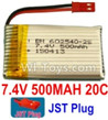 7.4V Battery-7.4V 500mah 20C Lipo Battery with Red JST Plug-602540,Size:54X25X10mm,Weight:23.7g,Be suit for SJ T40 Drone etc.