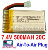 7.4V Battery-7.4V 500mah 20C Lipo Battery with 51005 White Air-To-Air Plug-602540,Size:45X25X12mm,Weight:23g 7.4V Battery-7.4V 500mah 20C Lipo Battery with 51005 White Air-To-Air Plug-602540,Size:45X25X12mm,Weight:23g