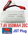 7.4V Battery-7.4V 850mah 20C Lipo Battery with Red JST Plug-703048,Size:56X30X17mm,Weight:38.9g,Be suit for UDIRC U829A,U829,U829X RC Quadcopter etc. 7.4V Battery-7.4V 850mah 20C Lipo Battery with Red JST Plug-703048,Size:56X30X17mm,Weight:38.9g,Be suit for UDIRC U829A,U829,U829X RC Quadcopter etc.
