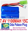 7.4V Battery-7.4V 1100mah 15C Lipo Battery with Yellow Oda Palace Plug-18500(Red wire-Round Hole,Black Wire-Square Hole),Size:50X36X18mm,Weight:72.8g,Be suit for RC Quadcopter,Helicopter,Car,Boat,etc.