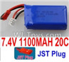 7.4V Battery-7.4V 1100mah 20C Lipo Battery with Red JST Plug-903048,Size:53X30X18mm,Weight:53.8g,Be suit for Wltoys A949 A959 A969 A979 K949 RC Car,V353 RC Quadcopter etc.