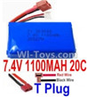 7.4V Battery-7.4V 1100mah 20C Lipo Battery with Yellow Oda Palace Plug-903048(Horizontal shaft-Red Wire,Verticall shaft-Black wire),Size:53X30X18mm,Weight:54.8g,Be suit for RC Quadcopter,Helicopter,Car,Boat,etc.