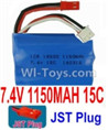 7.4V Battery-7.4V 1150mah 15C Lipo Battery with Red JST Plug-18500,Size:50X36X18mm,Weight:70.7g,Be suit for MJX T10 T11 T34,HuanQi 823 827 RC helicopter etc.