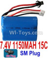 7.4V Battery-7.4V 1150mah 15C Lipo Battery with Black 2P SM Plug-18500,Size:50X36X18mm,Weight:70.7g,Be suit for RC Quadcopter,Helicopter,Car,Boat,etc.