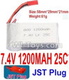 7.4V Battery-7.4V 1200mah 25C Lipo Battery with Red JST Plug-Version 2,Size:58X29X21mm,Weight:61g,Be suit for Wltoys A949 A959 A969 A979 K929 RCCar,Helicopter,Boat,etc.