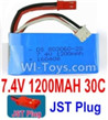 7.4V Battery-7.4V 1200mah 30C Lipo Battery with Red JST Plug-803060,803063,Size:68X30X15mm,Weight:70.7g,Be suit for Wltoys V666,YiZhan X6 RC Quadcopter,Helicopter,Car,Boat,etc.