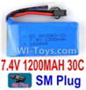 7.4V Battery-7.4V 1200mah 30C Lipo Battery with Black SM Plug-803060,803063,Size:68X30X15mm,Weight:70.7g,Be suit for RC Quadcopter,Helicopter,Car,Boat,etc.