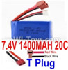 7.4V Battery-7.4v 1400mah 20C Lipo Battery with T Plug-103052(Horizontal shaft-Red Wire,Verticall shaft-Black wire),Size:58X30X18mm,Weight:-g,Be suit for Wltoys A959-B A969-B A979-B K929-B RC Car,RC Quadcopter,Helicopter,Boat,etc.