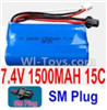 7.4V Battery-7.4V 1500mah 15C Lipo Battery with Black 2P SM Plug-18650,Size:65X36X18mm,Weight:92g,Be suit for SYMA S33 Helicopter,RC Quadcopter,Car,Boat,etc.