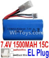 7.4V Battery-7.4V 1500mah 15C Lipo Battery with White 2P EL Plug-18650(Red wire-Round Hole,Black Wire-Square Hole),Size:65X36X18mm,Weight:92g,Be suit for RC Quadcopter,Helicopter,Car,Boat,etc.