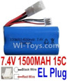 7.4V Battery-7.4V 1500mah 15C Lipo Battery with White 2P EL Plug-18650(Red wire-Square Hole,Black Wire-Roud Hole),Size:65X36X18mm,Weight:92g,Be suit for FT009 RC Boat,RC Quadcopter,Helicopter,Car,etc.