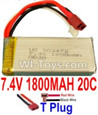 7.4V Battery-7.4V 1800mah 20C Lipo Battery with T Plug-903472(Horizontal shaft-Red Wire,Verticall shaft-Black wire),Size:68X34X23.5mm,Weight:100g,Be suit for Wltoys RC Car,RC Quadcopter,Helicopter,Boat,etc.
