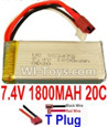 7.4V Battery-7.4V 1800mah 20C Lipo Battery with T Plug-903472(Horizontal shaft-Black Wire,Verticall shaft-Red wire),Size:68X34X23.5mm,Weight:100g,Be suit for RC Quadcopter,Helicopter,Car,Boat,etc.