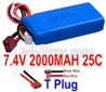 7.4V Battery-7.4v 2000mah 25C Lipo Battery with T Plug-903475(Horizontal shaft-Black Wire,Verticall shaft-Red wire),Size:80X34X18mm,Weight:96.2g,Be suit for RC Quadcopter,Helicopter,Car,Boat,etc.