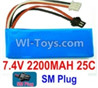 7.4V Battery-7.4v 2200mah 25C Lipo Battery with Black SM Plug-753496,Size:105X35X15mm,Weight:118g,Be suit for Wltoys K949 RC Car,RC Quadcopter,Helicopter,Boat,etc.