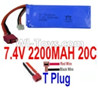 7.4V Battery-7.4v 2200mah 20C Lipo Battery with T Plug-7034100(Horizontal shaft-Red Wire,Verticall shaft-Black wire),Size:100X34X15mm,Weight:117.3g,Be suit for Wltoys K949 RC Car,RC Quadcopter,Helicopter,Boat,etc.