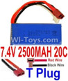 7.4V Battery-7.4v 2500mah 25C Lipo Battery with T Plug-903480(Horizontal shaft-Red Wire,Verticall shaft-Black wire),Size:83X34X18mm,Weight:96g,Be suit for RC Quadcopter,Helicopter,Car,Boat,etc.