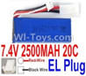 7.4V Battery-7.4v 2500mah 25C Lipo Battery with 2P EL Plug-903480(Red wire-Round Hole,Black Wire-Square Hole),Size:83X34X18mm,Weight:96g,Be suit for RC Quadcopter,Helicopter,Car,Boat,etc.