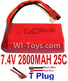 7.4V Battery-7.4V 2800mah 25C Lipo Battery with T Plug-953462(Horizontal shaft-Black Wire,Verticall shaft-Red wire),Size:80X34X19mm,Weight:100g,Be suit for RC Quadcopter,Helicopter,Car,Boat,etc.