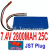 7.4V Battery-7.4v 2800mah 40C Lipo Battery with Red JST Plug-703496,803496,Size:68X34X23.5mm,Weight:100g,Be suit for RC Quadcopter,Helicopter,Car,Boat,etc.
