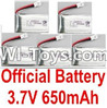 BoMing M39G Spare Parts-10-03 Official 3.7V 650mAh Battery(5pcs)-45X25X8mm,Bo Ming BoMing M39G RC Quadcopter Drone Spare Parts Replacement Accessories M39