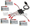 JJRC H11 H11C H11D Parts-38 5pcs 1100mah Battery & Upgrade 1-to-5 charger with balance charger & Conversion wire(5pcs)