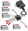 JJRC H11 H11C H11D Parts-39 5pcs 1100mah Battery & Upgrade 1-to-5 charger with balance charger & USB-to-Socket Conversion plug & Conversion wire(5pcs)