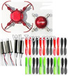 JJRC H30 H30C H30W Parts-08 Upper and bottom shell body cover-Red & Main motor(4pcs) & Propellers(24pcs) For JJRC H30 H30C H30W Quadcopter Spare parts,H30 H30C H30W RC drone Parts,2.4G UFO Spare Parts