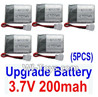 JJRC H36 Spare Parts-14 Upgrade 3.7v 200mah Battery(5pcs),JJRC H36 RC Quadcopter Drone Spare Parts Replacement Accessories