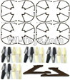 JJRC H9D H9W Parts-17 Official outer protect frame(4pcs)-Black & Propellers(16pcs) & Landing skid(2pcs) For JJRC H9 H9D H9W Quadcopter Spare parts,RC drone Parts,2.4G UFO Parts