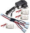 MJX X601H X601 Spare Parts-34 Upgrade 1-to-3 coversion Charging cable(1pcs) & Charger & 3pcs 700mah Battery,MJX X601H X601 RC Quadcopter Drone Spare Parts Replacement Accessories